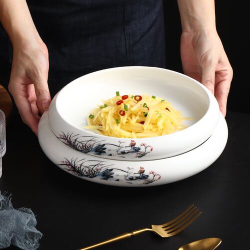 酒店陶瓷梅兰竹古形n热菜碗创意麻婆豆腐沙拉碗私房菜特色餐具汤