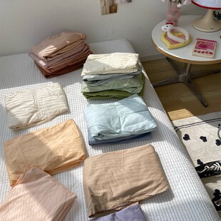 梨梦 单b个纯色纯棉单床单床笠单件单人宿舍一米五一米八床100全