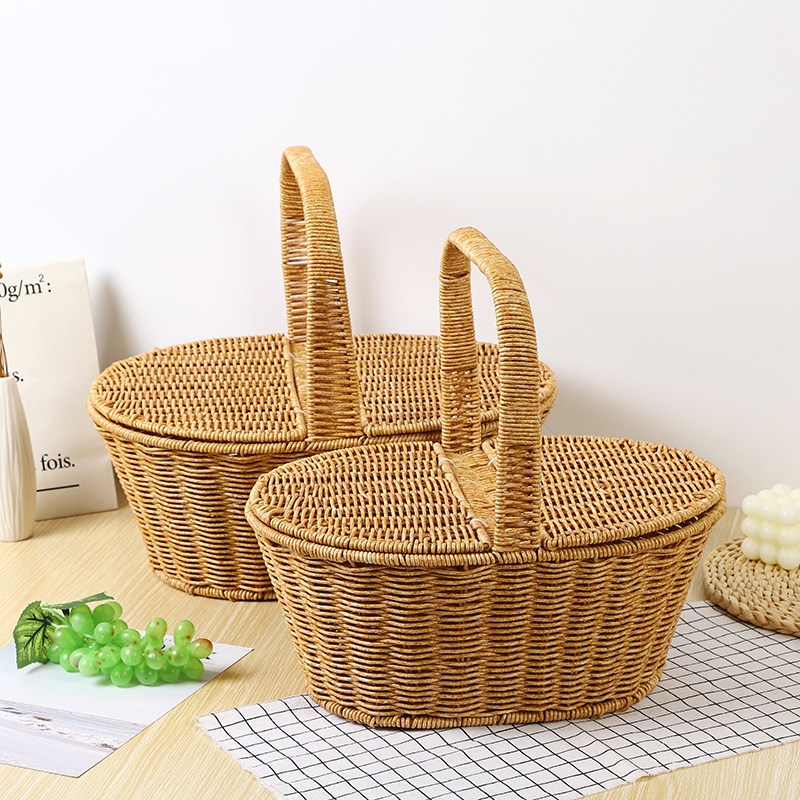 仿藤筐编织手提篮长户外野餐收纳筐D水果篮蔬菜筐野餐篮田园采摘,收纳整理,购物篮,淘宝优惠券,粉丝福利购,淘宝优惠卷