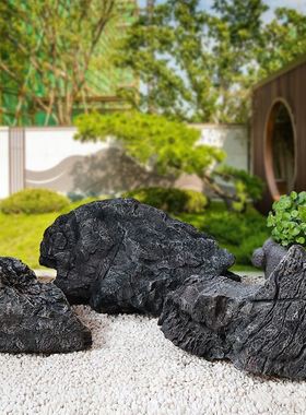 仿真假山泰山石落地景观摆件造景组合黑山黄蜡R石田园别墅庭院装