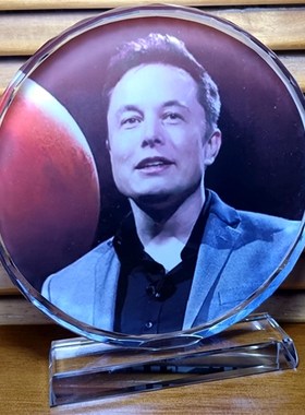 马斯克纪念品摆设收藏品礼品装饰品模型工M艺品摆台礼物水晶摆件