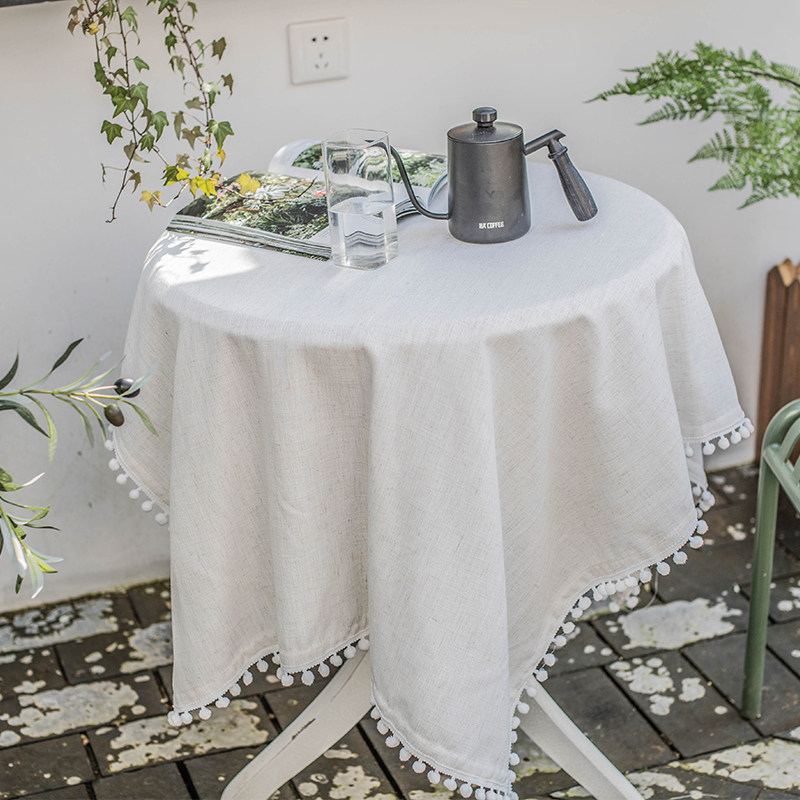 韩式桌布a甜品店日式白色茶几床头柜方桌圆桌台布ins风棉麻小清新