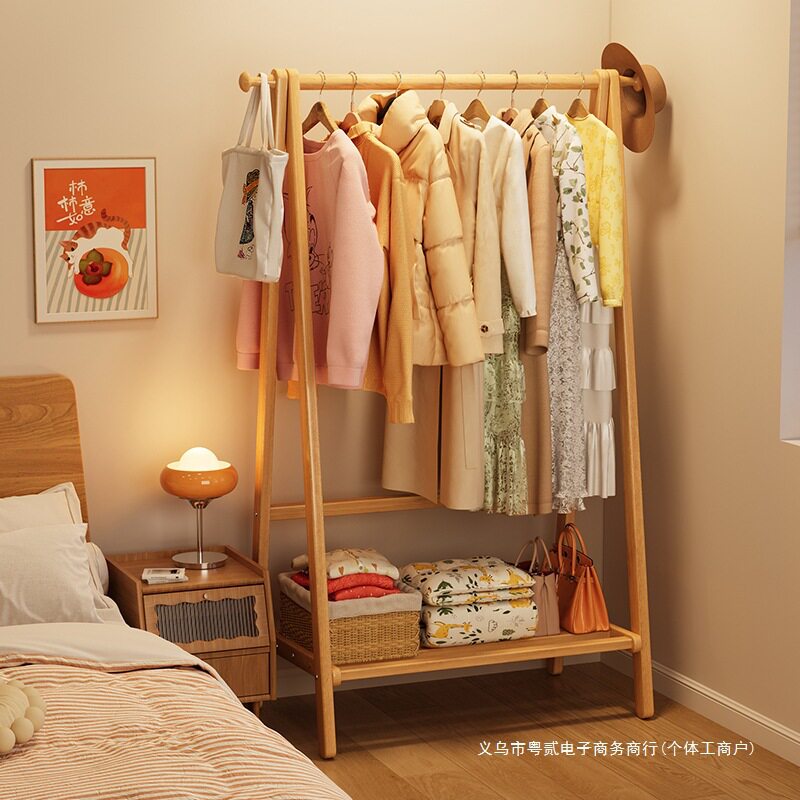 简约挂衣架落地衣帽架门口卧室床头简易放衣服架子家用晾衣架杆