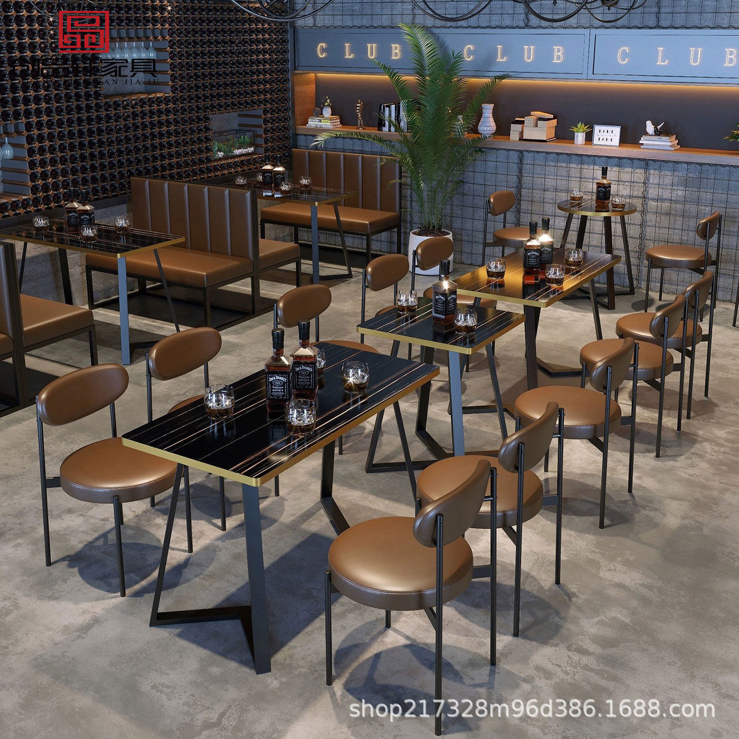 轻奢音乐餐吧酒馆小吃烧烤店铁艺卡座西餐咖啡厅酒吧清吧桌椅家具