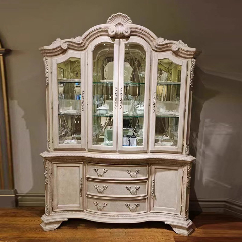 美式瓷器展示柜复古雕花实木酒柜玻璃门隔断储物柜art复兴印记