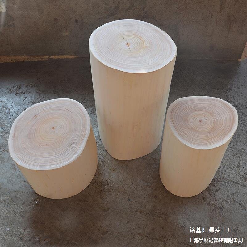 9W新品天然原木圆形矮凳