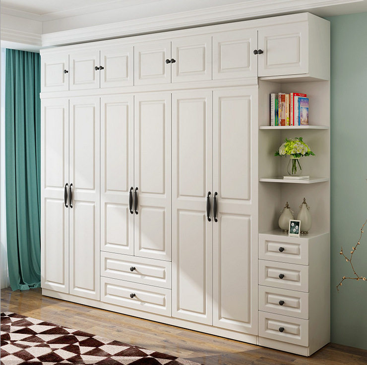 衣柜简约现代经济型组装卧室欧式实木质板式柜子四门五门六门衣橱