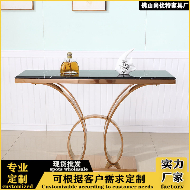 意式轻奢大理石岩板入户玄关桌
