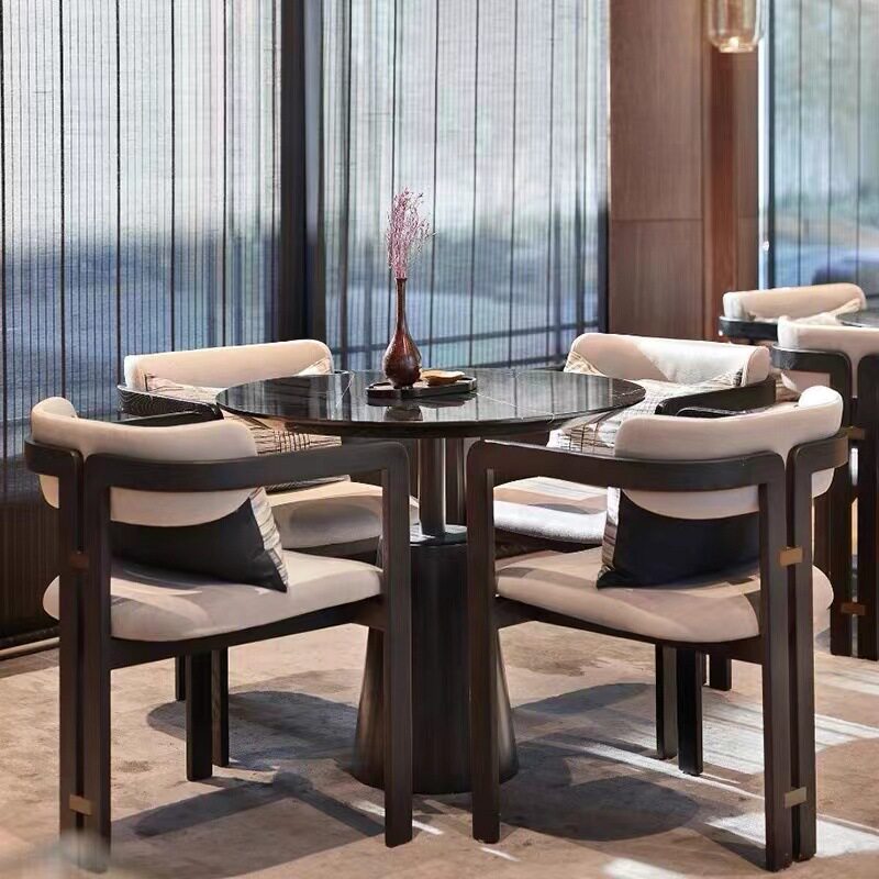 新中式售楼处部洽谈桌椅组合 酒店餐厅餐椅会所接待椅子家具