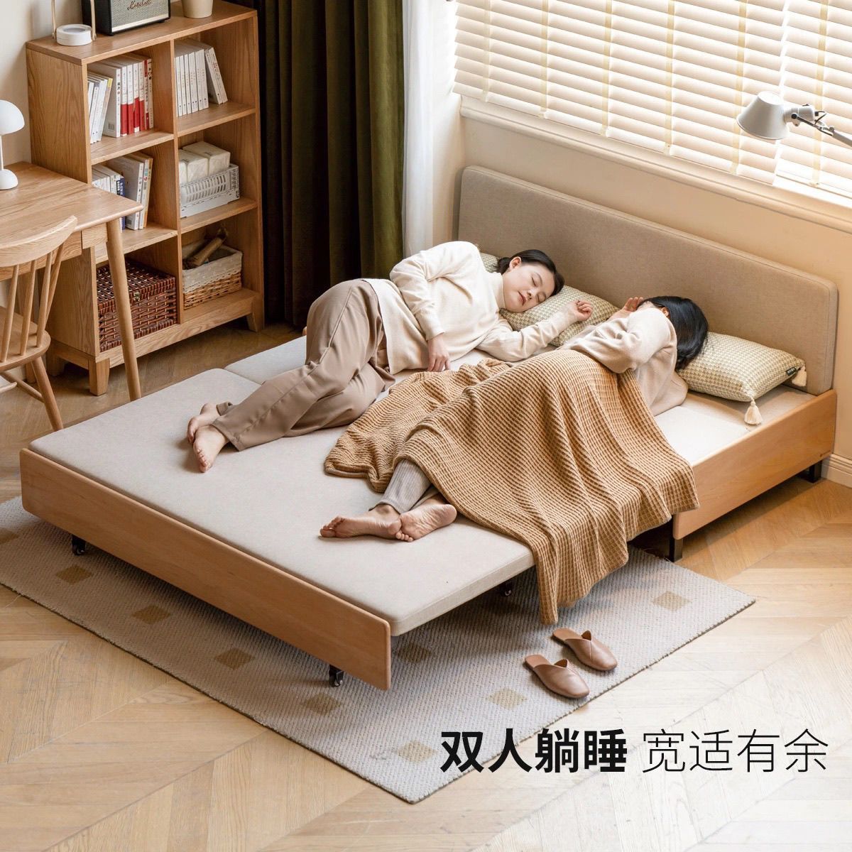 实木折叠沙发床无扶手多功能两用伸缩可折叠双人客厅小户型卧室床