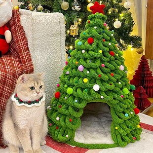 速发圣诞树猫窝秋冬自制材料狗猫尾巴节线手工自制圣诞毛包窝纸箱