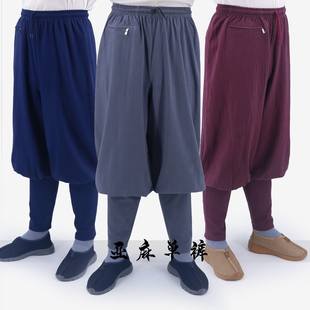 风裤 中季 子出家人僧服 宽松免绑腿透气禅修裤 速发夏国亚麻休闲僧裤