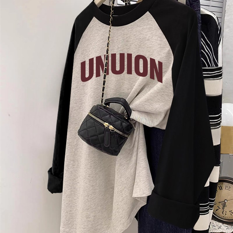 速发插肩袖内搭大码春夏长袖t恤休闲风上设计感潮衣