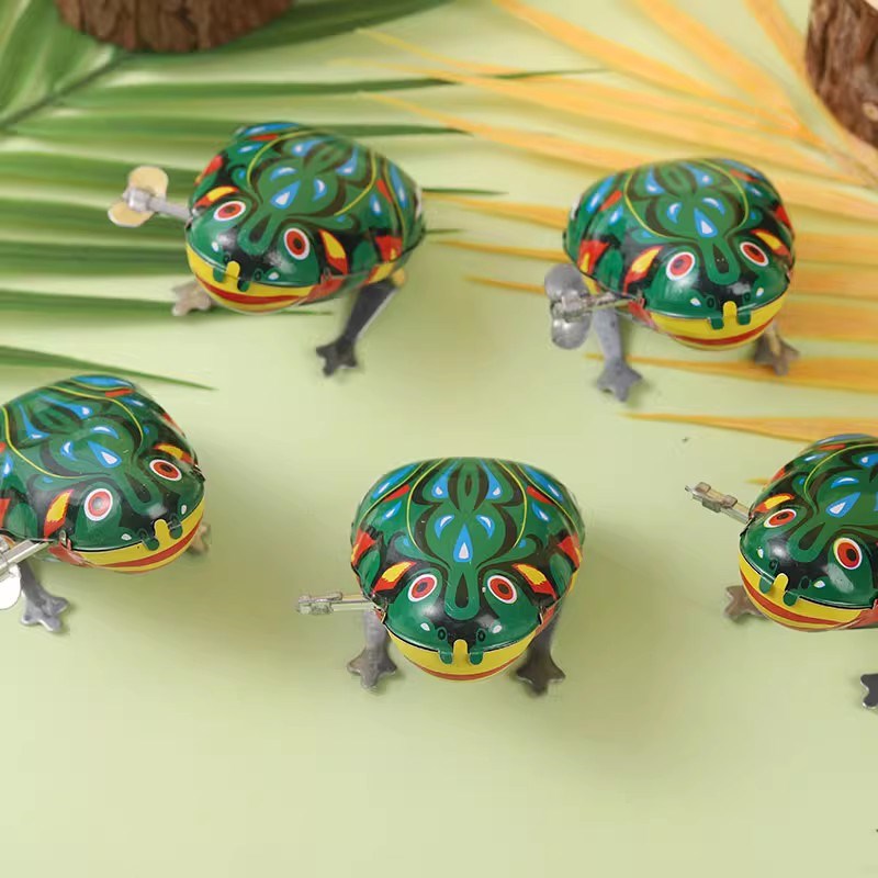 速发儿童上链发条铁皮青小蛙鸡8上后怀旧0弦小青蛙玩具跳跳蛙弹跳