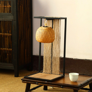 速发竹编意灯禅台灯复古中式灯笼家用床头装饰茶工空间氛围灯手楼