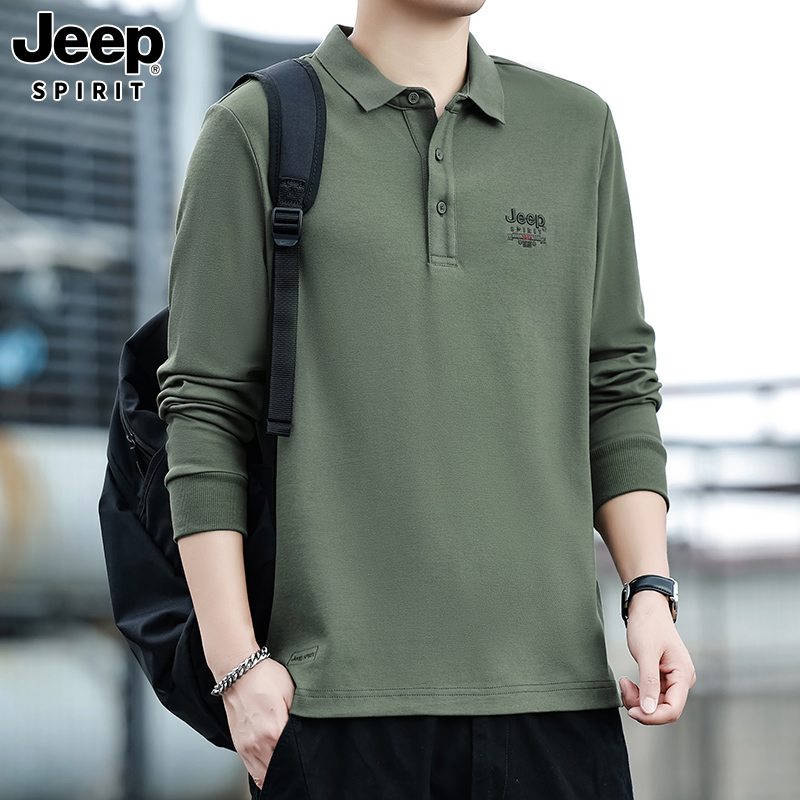 JEEP吉普男士翻领T恤纯色POLO衫