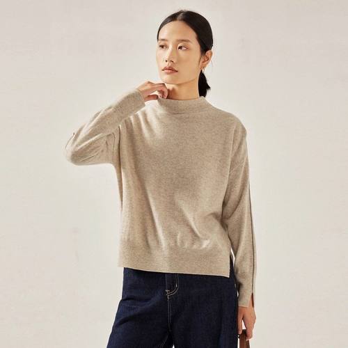 BC同款轻奢珠链山羊绒针织衫女秋冬新款长袖圆领羊毛宽松显瘦毛衣