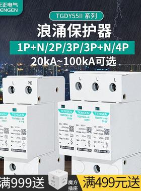 天正TGDY55II防避雷电涌浪涌保护器2P4P家用220V单相20KA三相40KA