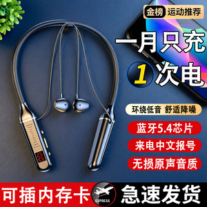 2026新款耳机蓝牙挂脖式超长续航无线耳机通话降噪不漏音运动耳机