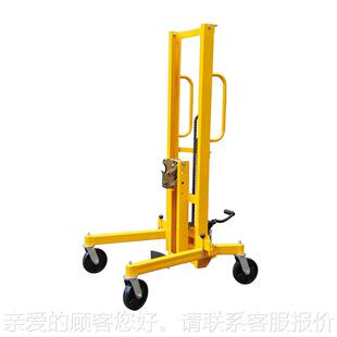 供应四轮油压桶堆液高 车1.FVO1米可调支腿脚踏升高手推圆桶搬运