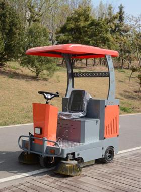 678电动驾式扫地地机遮阳款橙色驶道路清扫车市政投厂区标小型扫