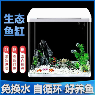 鱼缸玻璃缸免换水客厅小型水族箱家用金鱼缸水草缸自循环生态缸