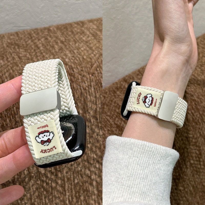 适用小米手环9pro表带磁吸扣小狗编织红米手表watch5华为手环Fit3