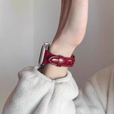 适用小米手环9pro表带皮质8pro红色秋冬氛围红米watch4/5高颜值