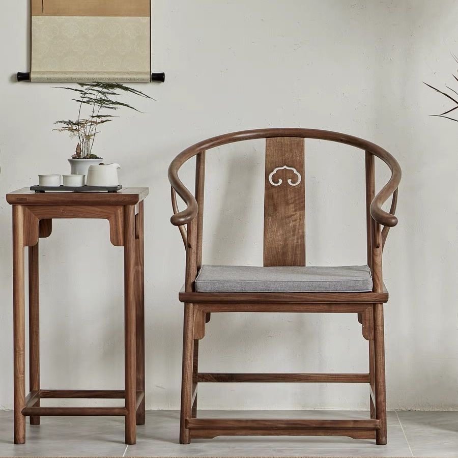 新中式实木圈椅三件套明清老榆木圈椅太师椅实木老榆木皇宫椅明清