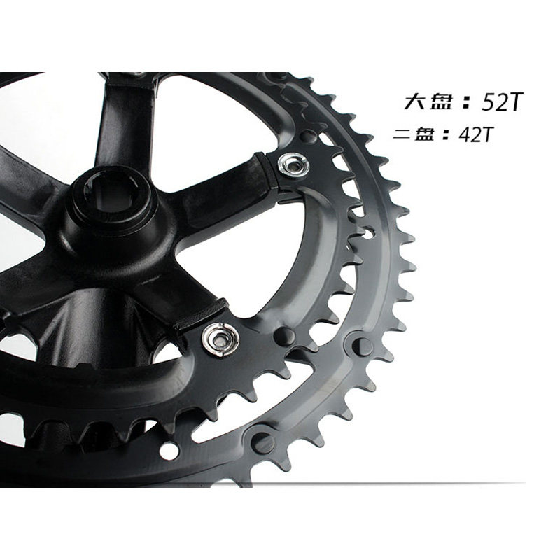 公路车折叠车双盘牙盘42T 52T 2片式齿片K配曲柄 52t变速牙盘银色