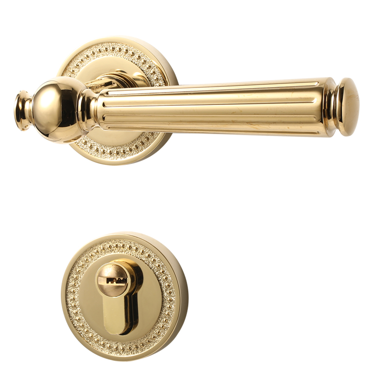 室内卧室门锁金色房间家用木门门B把手分体静音磁吸轻奢法式房门