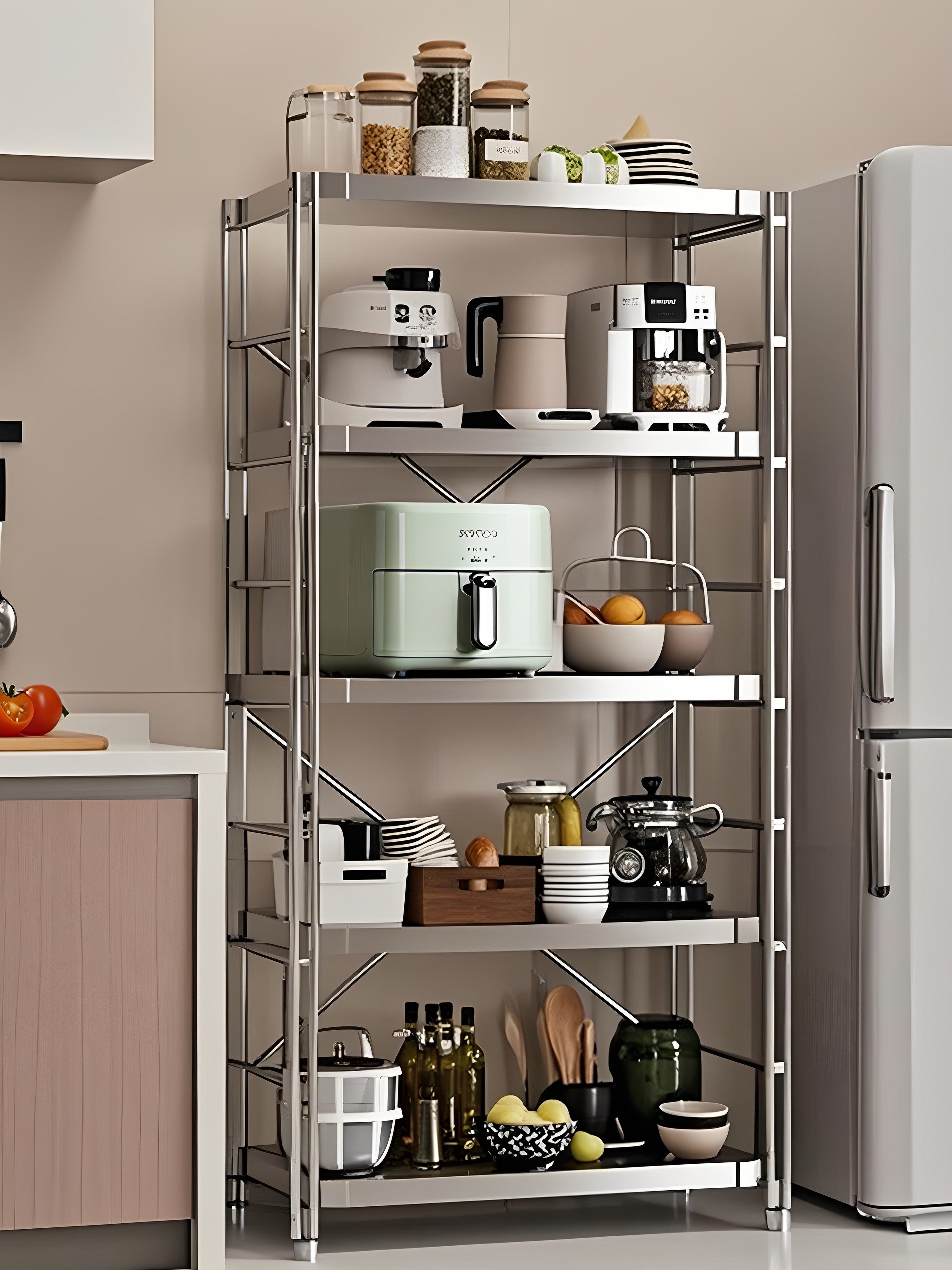 厨房不锈钢置物架落地烤箱微波炉收纳架家用货架阳台多层储物架子,商业/办公家具,置物架/陈列架/储物架/展示架,淘宝优惠券,粉丝福利购,淘宝优惠卷