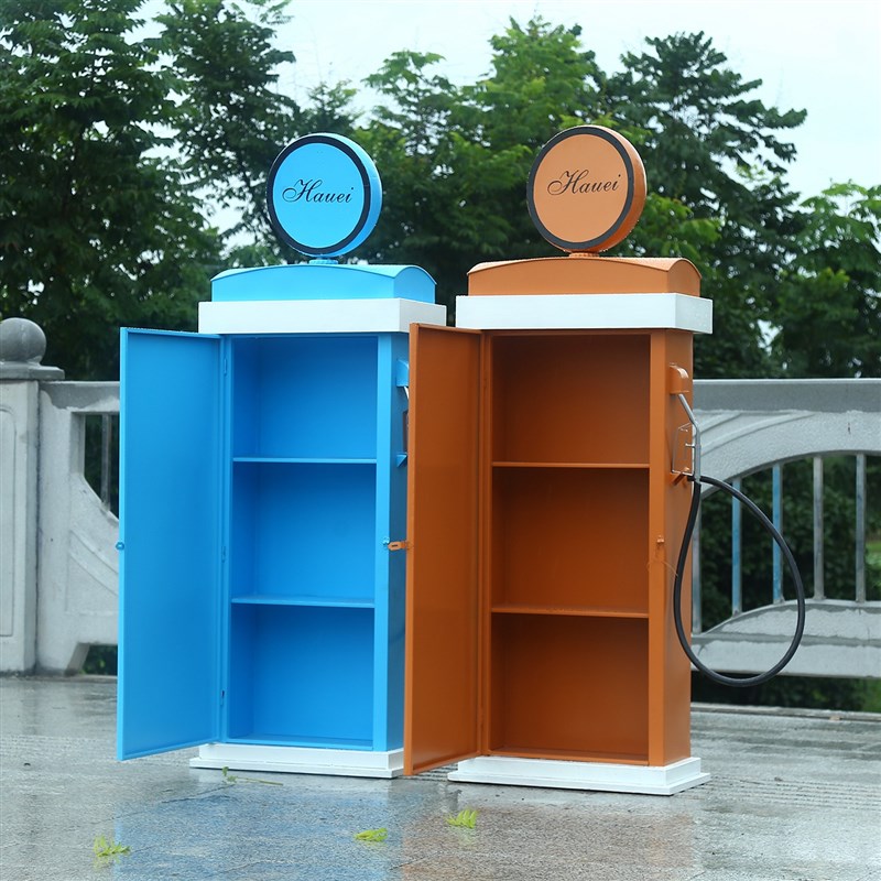 复古铁艺工业风加油机置物柜创意大摆件I装饰道具模型酒吧餐厅摄
