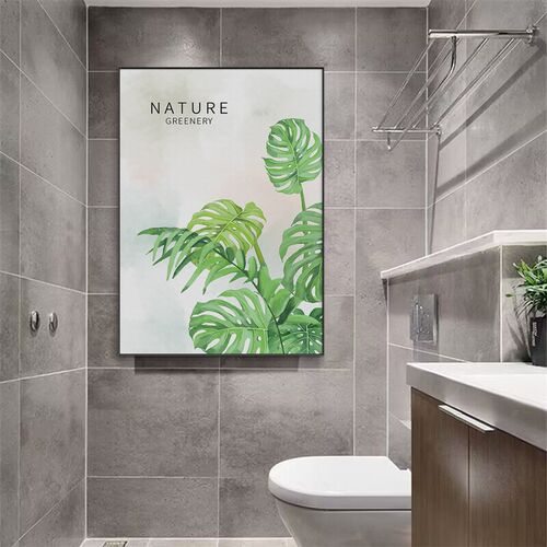 清晰绿植化妆室防水防潮装饰画 画酒店浴室F挂画 画免钉洗手间厕