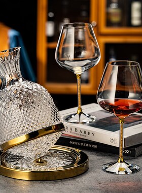 高档轻奢水晶玻璃红酒杯家用勃艮第高脚葡L萄酒杯子醒酒器酒具套