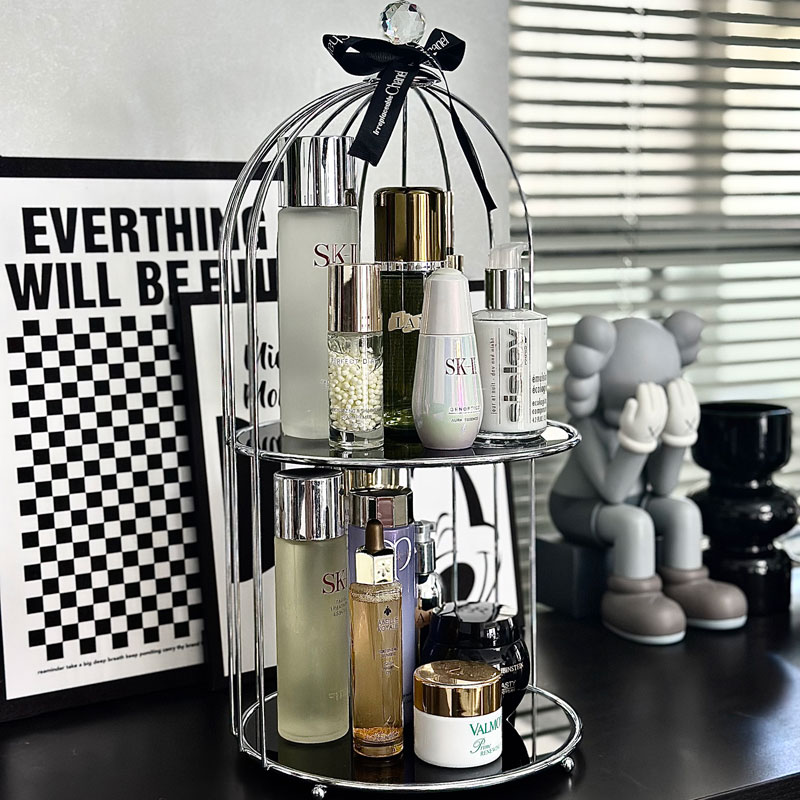 鸟笼置物架桌面浴室轻奢化妆品收纳盒子梳妆台S高级感香水收纳架