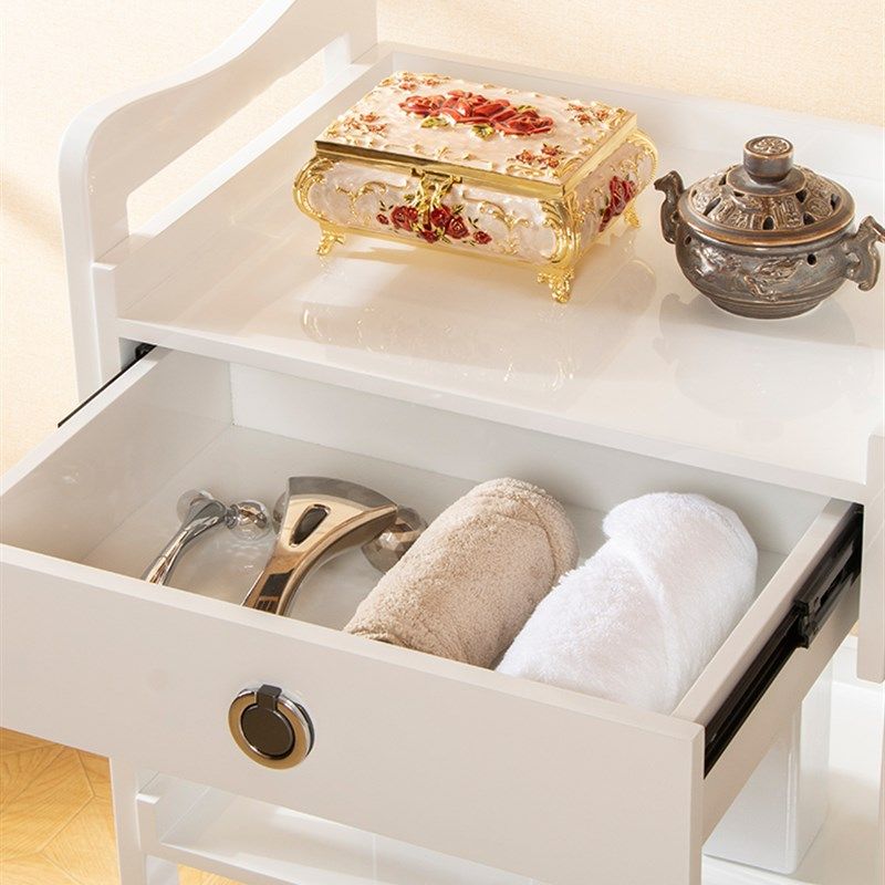 压缩实木美容g小推车三层带抽屉美容院专用推车移动收纳置物架子