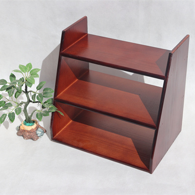 松木实木三层收纳架化妆品收纳整理架桌面小O置物架放路由器盒子