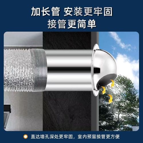 油烟机室外排风口不锈钢加长穿墙风帽外墙防雨帽防风罩Z百叶防虫
