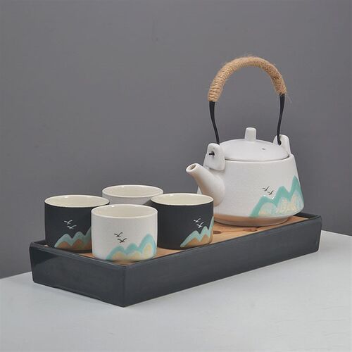 大号提梁壶e长方功夫家用茶具套装一壶两杯手绘山日式茶盘简约民