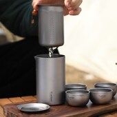 钛工匠纯钛旅行茶具套装 户v外功夫泡茶器露营随身便携快客杯钛茶