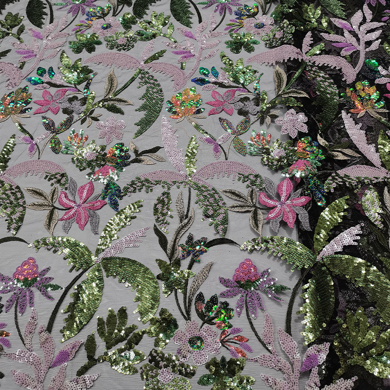 黑蓝色蕾丝网纱布料时尚珠片花朵椰子树亮片刺绣面料W礼服婚纱童,居家布艺,海绵垫/布料/面料/手工diy,淘宝优惠券,粉丝福利购,淘宝优惠卷