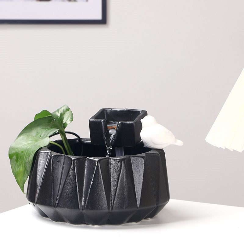 轻奢创意个性桌面小型陶瓷循环流水器猫咪饮水机玄U关流水生财送