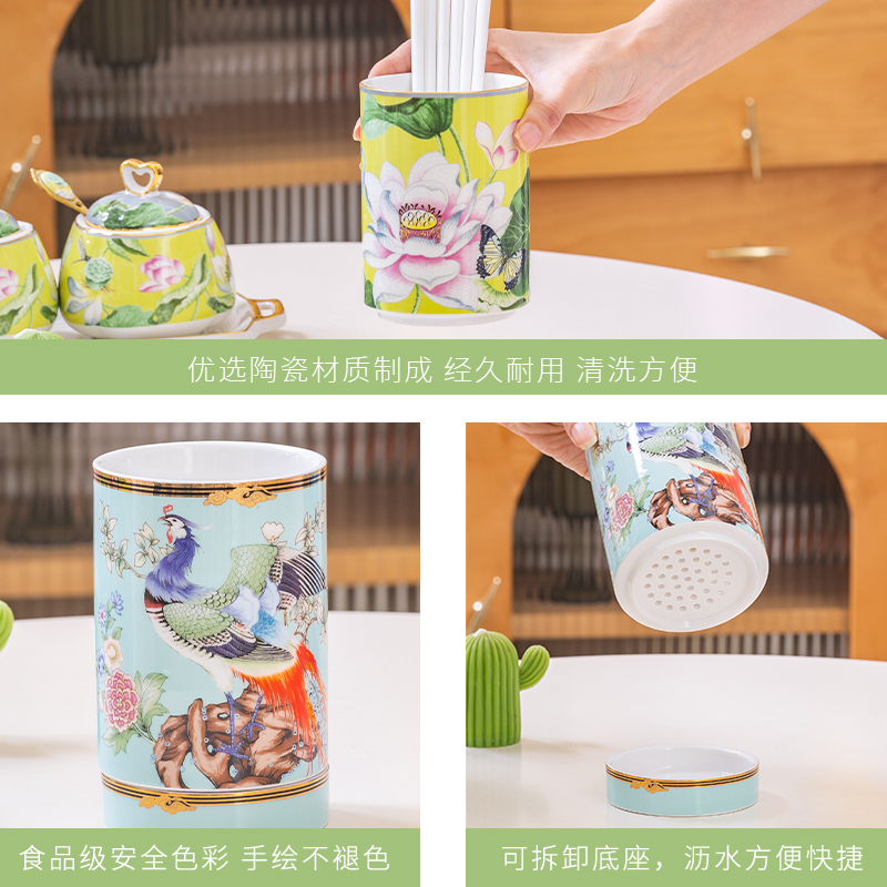 厨房多功能家用陶瓷沥水筷子z筒收纳架防霉餐具创意筷子篓桶笼