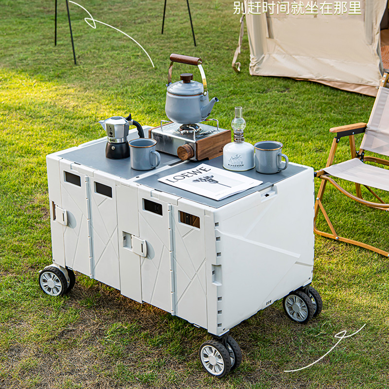 野营拖车折叠拉杆车露营野餐团建摆摊便H携取快递手推车子收纳箱