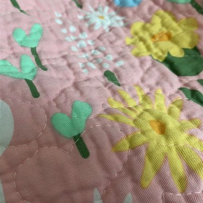 外贸纯棉绗缝床盖单件全棉斜v纹三件套夏被床单夹棉防滑榻榻米床