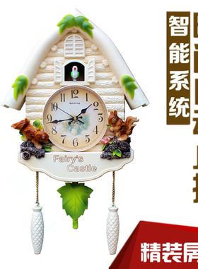 欧式创意复古树脂k双面布谷鸟挂钟客厅墙上装饰品墙面壁挂钟表挂