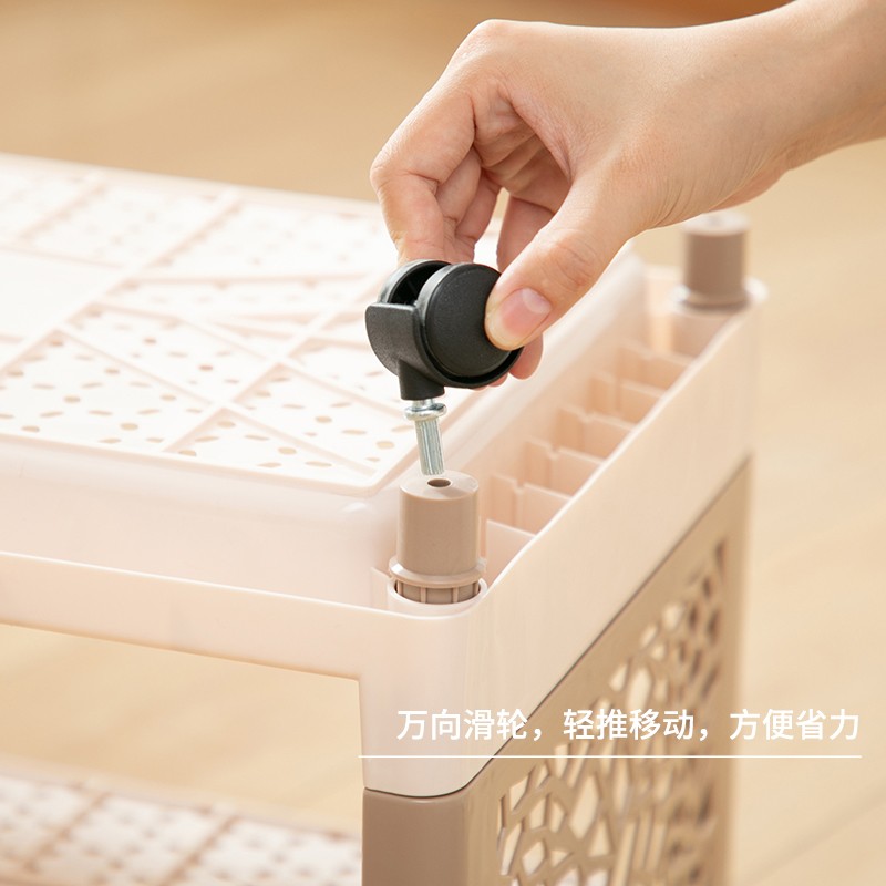 多层厨房可移动置物架带轮塑料层架浴室卫生间储杂物X收纳架子落