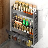 厨房免打孔调料架子置物架壁挂式 佐料油盐酱醋调味罐收.纳盒多功