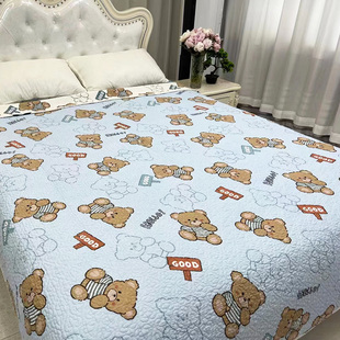 纯棉卡通床盖单件韩国q斜纹全棉绗缝被双面夹棉防滑床单榻榻米床